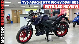 Finally 2024 TVS Apache RTR 160 4V Dual Channel ABS Review | On Road Price, Mileage & Changes.