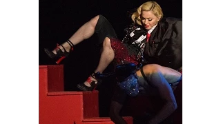 Madonna Brits fall Giorgio Armani blames 'difficult' Material Girl for on stage tumble