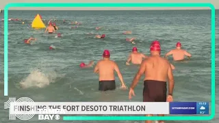 Hundreds of athletes get up early to participate in the Fort De Soto Triathlon