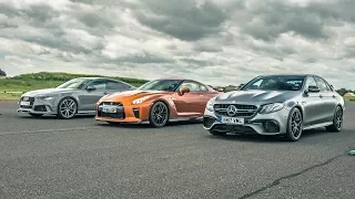 Nissan GT-R vs Audi RS7 vs Merc E63 AMG | Drag Race | Top Gear