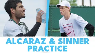 Carlos Alcaraz & Jannik Sinner Practice Ahead of 2024 Indian Wells Semi-Final Showdown!