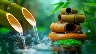 Relaxing Water Sounds and Soothing Piano Music - Bamboo Fountain, Calming Nature, Sleep Music