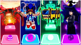 Choo Choo Charles VS Sonic EXE VS Bus Eater VS Wednesday Addams | Tiles Hop EDM Rush