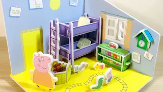 DIY Miniature Peppa Pig Cardboard Dollhouse Part 1 - Bedroom