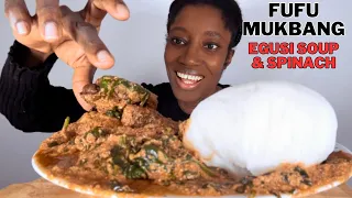 Asmr Eating Cassava fufu and Egusi soup mukbang | chicken, catfish | African eating fufu challenge