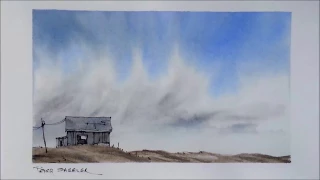 Create a sense of space and atmosphere. Line and wash watercolor demonstration. Peter Sheeler