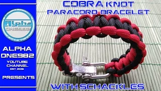 Cobra Knot Paracord Bracelet with ajustuble shackle Tutorial How To DIY