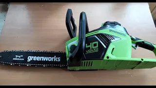 Аккумуляторная цепная пила/ Модель GreenWorks GD 40CS15