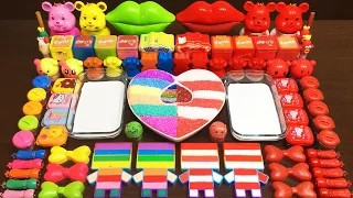 RAINBOW vs RED ! Mixing Random Things into GLOSSY Slime - Satisfying Slime video #343