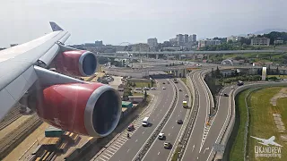 The giant is two-storied. Boeing 747-400 Landing in Sochi Airline "Russia"