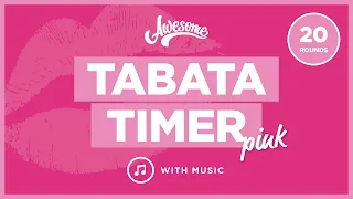 20:10 SECONDS TABATA HIIT WORKOUT TIMER. 20 ROUNDS [WITH MUSIC]. BRIGHT PINK. SO AWESOME!