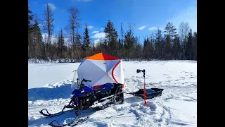 Окуня рвут леску, снегоход ломается. рыбалка на Етыпуре 29.03.2023г.