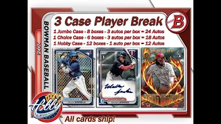 CASES #1-2 (Jumbo+HTA)   -   2024 BOWMAN 3 Case (CHOICE/JUMBO/HOBBY) PLAYER Break eBay 05/30/24