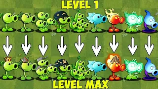 PvZ 2 Challenge - Every PEA Level 1 Vs Level Mid Vs Level Max Vs Deep Sea Gargantuar Zombies Level 5