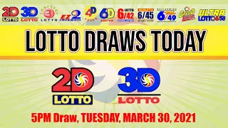 PCSO Lotto Result for Swertres|3D and EZ2|2D Lotto 5PM Draw, Tuesday, March 30, 2021