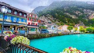 Peaceful rain walk in Interlaken 🇨🇭 Switzerland 4K