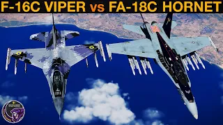 F-16C Viper vs FA-18C Hornet: BVR Battle & Dogfight | DCS