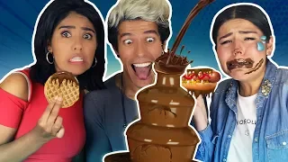 WE TRY NORMAL FOOD IN A CHOCOLATE FOUNTAIN | LOS POLINESIOS