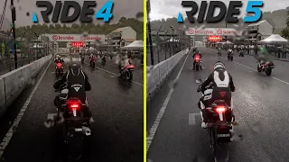 RIDE 5 vs RIDE 4 PS5 4K 60 FPS Graphics Comparison Comparison