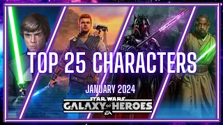 Top 25 Characters in SWGOH (No GL's) - January 2024