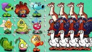 PvZ 2 1000 Plants Level 1 Vs Zombie Chicken, Turkey and Ice Weasel Zombie Level 100