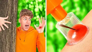 COOLEST CAMPING GADGETS AND HACKS || Funny 24 HOUR Forest Survival Challenge by 123GO! CHALLENGE