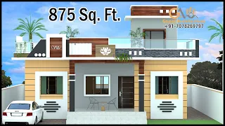 875 Sq Ft 3D House Design With Layout Plan | 35x25 3D Home Plan With Elevation | Gopal Architecture