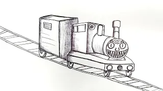 How to draw a Thomas the train EXE step by step