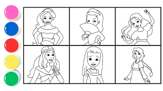 How to draw Princesses Disney -  Elena, Amber, Isabel, Ivy, Vivian and Calla for Kids & Toddlers