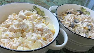 Два потрясающе вкусных салата из куриной грудки! Салат с ананасами и салат с маслинами.