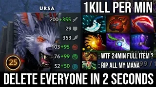 Crazy Burst Damage 1VsALL Raid Boss Ursa | 24Min Full ITEM Easy Delete Medusa & BB 21Kills DotA 2