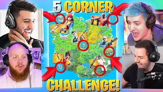 THE 5 CORNER ALL MYTHIC BOSS CHALLENGE! ft. Ninja, Courage, Tim (Fortnite Battle Royale Season 2)