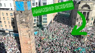 AMAZING DRONE 4k SCENES - CELTIC FANS IN MERCHANT CITY TRONGATE TITLE PARTY | 18/5/24