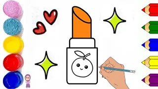 How to draw cute Orange lipstick  | easy lipstick drawing for kids @Gul-e-ZahraArt
