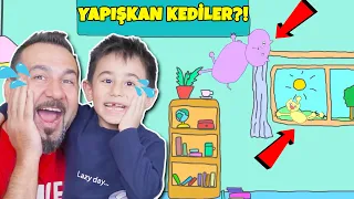 GÜLMEKTEN AĞLADIK:) YAPIŞKAN KOMİK KEDİLER!  | STICKY CATS OYNUYORUZ!