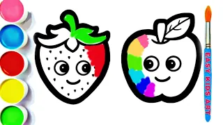 Strawberry & Apple Friends Coloring, Drawing painting for Kids & Toddlers..