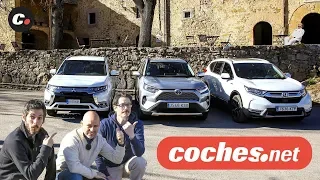 Comparativa SUV Híbridos: Toyota RAV4 / Honda CR-V / Mitsubishi Outlander PHEV | Prueba | coches.net