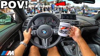 You Drive A Straight Piped BMW M4 F82 To The BIGGEST Cars And Coffee! [LOUD EXHAUST POV]