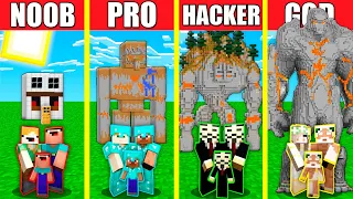 Minecraft Battle: IRON GOLEM STATUE HOUSE BUILD CHALLENGE - NOOB vs PRO vs HACKER vs GOD / Animation