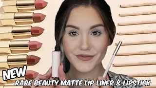 NEW RARE BEAUTY KIND WORDS MATTE LIP LINER & LIPSTICK!! Review & 8 Hr Wear Test!!