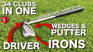 Golfing with one adjustable club (34 clubs in 1)