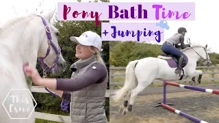 How I Bath + Clean my Grey Pony  + Jumping for the First Time in Weeks | This Esme