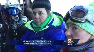 Watch: Skiers, snowboarders rescued from stuck tram