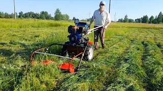 Первый тест-драйв РОТОРНОЙ КОСИЛКИ с мотоблоком