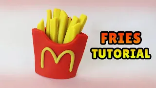 🔴Making MINIATURE Mcdonalds FRIES - Easy Polymer Clay Food, Fondant Tutorial DIY