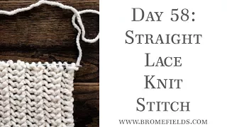 Day 58 Straight Lace Knit Stitch #100daysofknitstiches