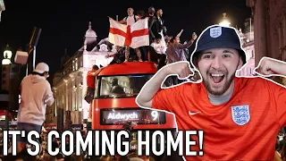 American Reacts to England fans celebrate after beating Denmark to advance to EURO 2020 Final!