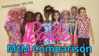 2022 Barbie Fashionista Skin Tone Comparison (#185-#193)