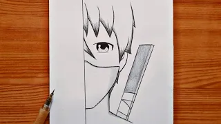 How to draw anime boy ( Ninja ) | Easy anime drawing step_by_step | Easy tutorial for beginners