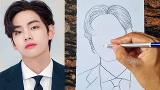 How to draw BTS V Kim taehyung drawing